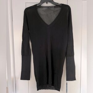 THEORY black metallic sheer v-neck sweater